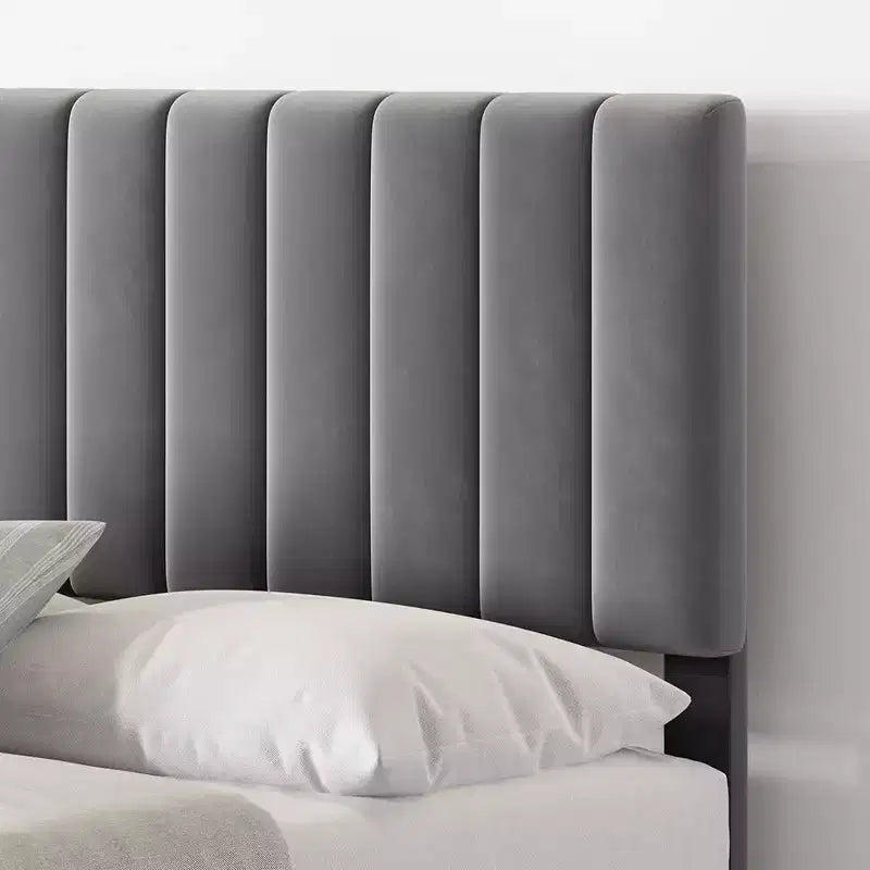 Cadre de lit plateforme rembourré en velours avec tête de lit, sans sommier, capacité de 360 kg