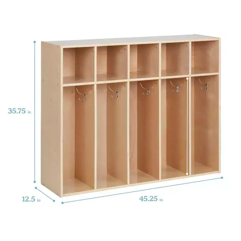 Vestiaire à 5 sections pour enfants avec rangement casier, contreplaqué de bouleau, 114,9 cm (45,25 po) de largeur