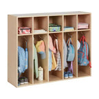 Vestiaire à 5 sections pour enfants avec rangement casier, contreplaqué de bouleau, 114,9 cm (45,25 po) de largeur