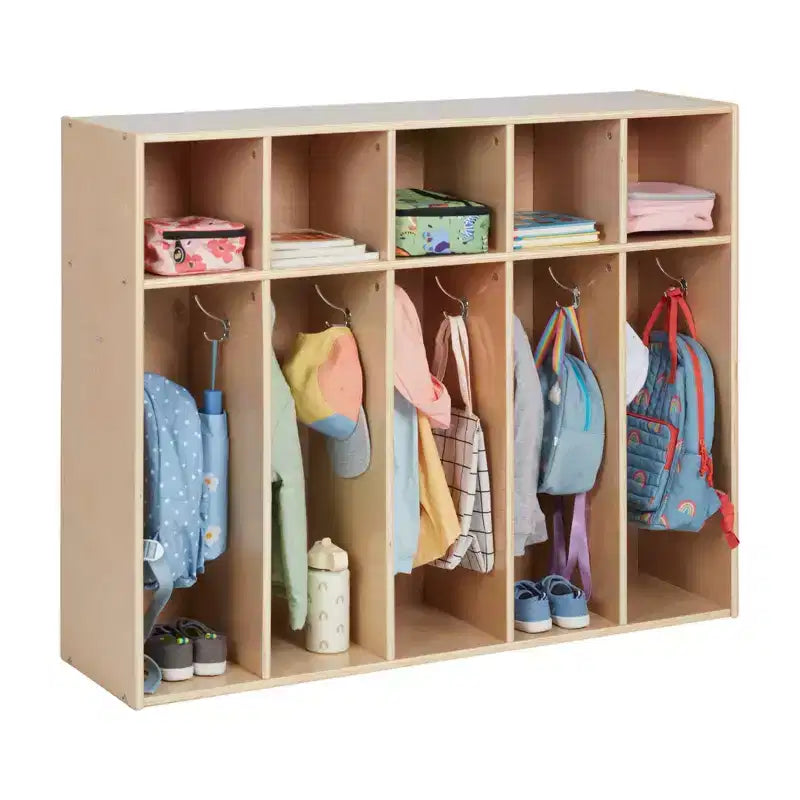 Vestiaire à 5 sections pour enfants avec rangement casier, contreplaqué de bouleau, 114,9 cm (45,25 po) de largeur