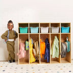 Vestiaire à 5 sections pour enfants avec rangement casier, contreplaqué de bouleau, 114,9 cm (45,25 po) de largeur