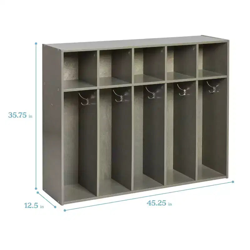 Vestiaire à 5 sections pour enfants avec rangement casier, contreplaqué de bouleau, 114,9 cm (45,25 po) de largeur