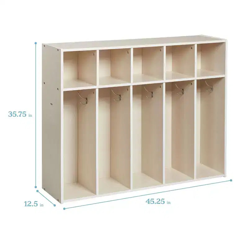 Vestiaire à 5 sections pour enfants avec rangement casier, contreplaqué de bouleau, 114,9 cm (45,25 po) de largeur