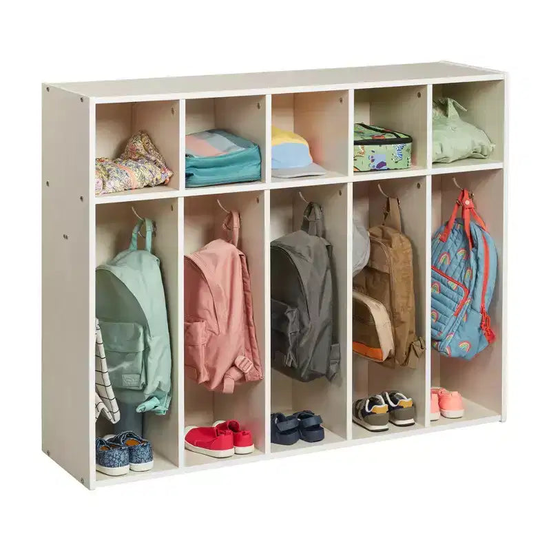 Vestiaire à 5 sections pour enfants avec rangement casier, contreplaqué de bouleau, 114,9 cm (45,25 po) de largeur