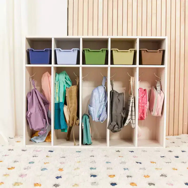 Vestiaire à 5 sections pour enfants avec rangement casier, contreplaqué de bouleau, 114,9 cm (45,25 po) de largeur
