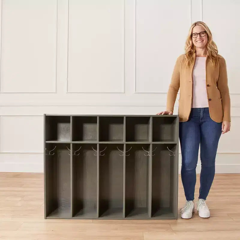 Vestiaire à 5 sections pour enfants avec rangement casier, contreplaqué de bouleau, 114,9 cm (45,25 po) de largeur