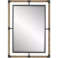 Uttermost Rectangular Vanity Decorative Wall Mirror Modern Beveled Rust Black Natural Rope Forged Iron Frame 28 Wide for Bathroom