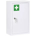 kleankin 12 x 18 Medicine Cabinet with Lock, Storage Shelves, Locking Medical Cabinet for Safety, First Aid Bathroom Wall Cabinet, White