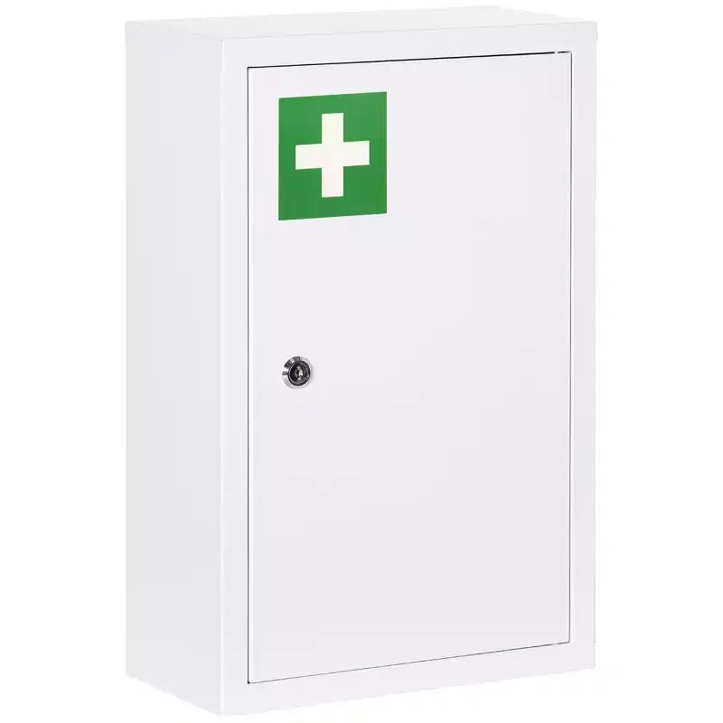 Armoire à pharmacie en acier verrouillable, 3 étagères, fixation murale, blanche, 45,7 cm (H) x 30,5 cm (L)