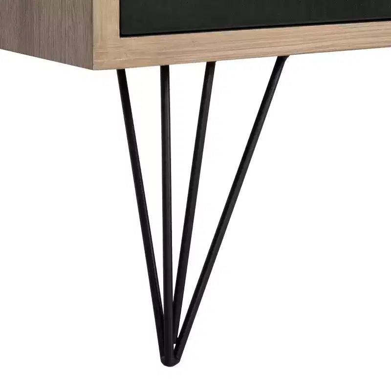 Meuble TV Buffet Moderne, Chêne Clair & Noir, MDF, 120 cm L, Convient aux TV 50"