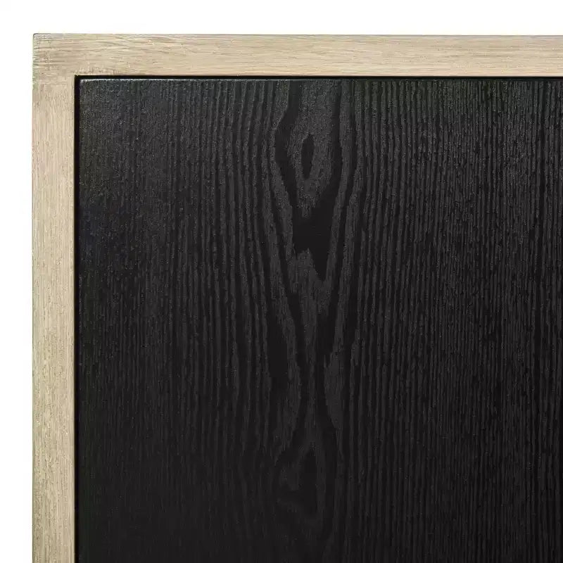 Meuble TV Buffet Moderne, Chêne Clair & Noir, MDF, 120 cm L, Convient aux TV 50"