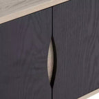 Meuble TV Buffet Moderne, Chêne Clair & Noir, MDF, 120 cm L, Convient aux TV 50"