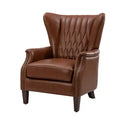 Valerius Genuine Leather Armchair with Nailhead Trims and Solid Wood Legs | HULALA HOME