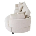 Canapé courbé rembourré de 268 cm, 3 places avec 3 oreillers, tissu chenille
