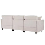 Canapé courbé rembourré de 268 cm, 3 places avec 3 oreillers, tissu chenille
