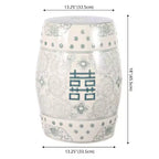 Tabouret de jardin en céramique chinoiserie Double Bonheur 18", bleu