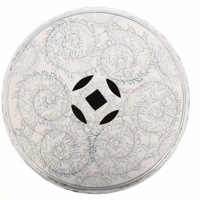 Tabouret de jardin en céramique chinoiserie Double Bonheur 18", bleu