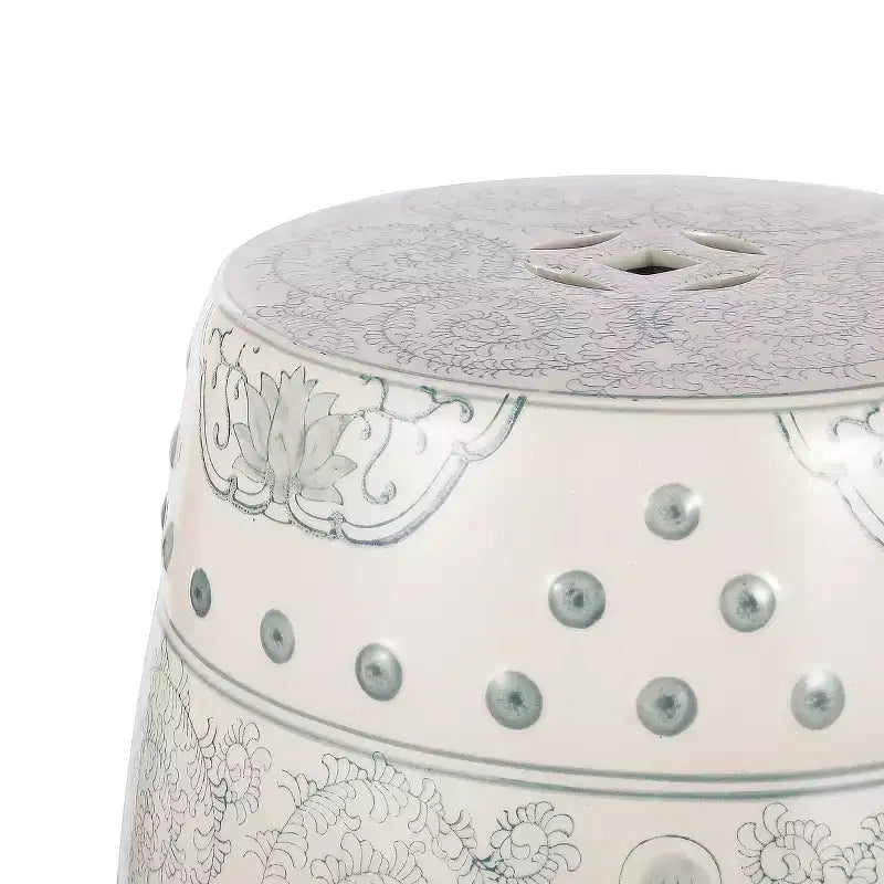 Tabouret de jardin en céramique chinoiserie Double Bonheur 18", bleu