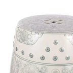 Tabouret de jardin en céramique chinoiserie Double Bonheur 18", bleu