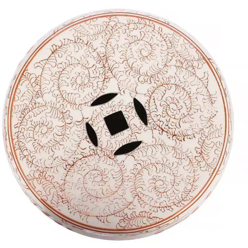 Tabouret de jardin en céramique chinoiserie Double Bonheur 18", bleu