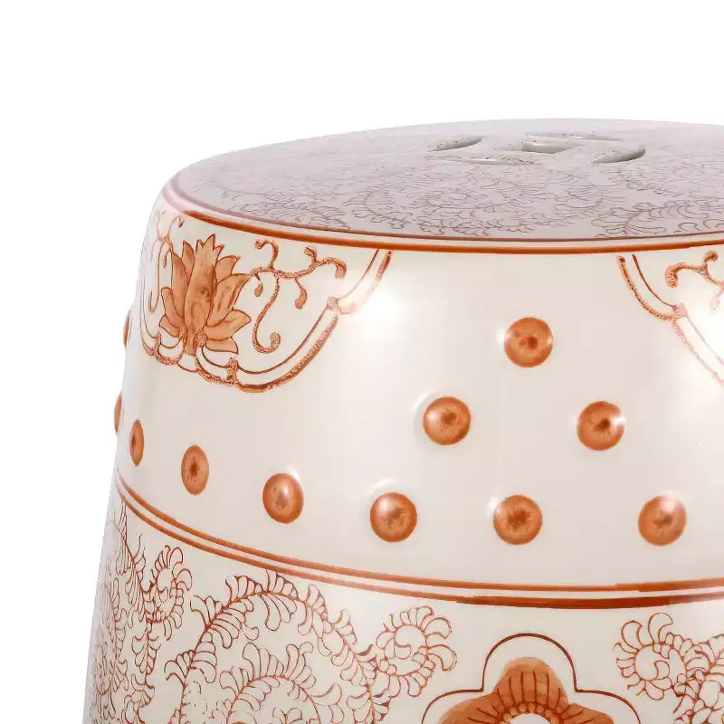 Tabouret de jardin en céramique chinoiserie Double Bonheur 18", bleu