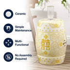 Tabouret de jardin en céramique chinoiserie Double Bonheur 18", bleu