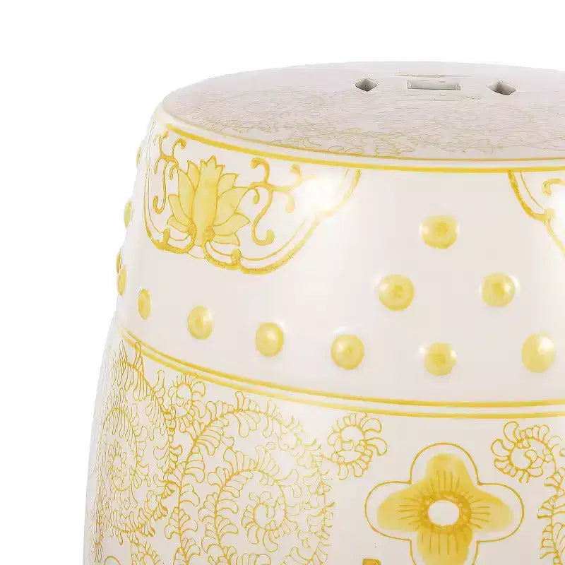 Tabouret de jardin en céramique chinoiserie Double Bonheur 18", bleu