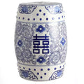 JONATHAN Y Double Happiness 18 Chinoiserie Ceramic Drum Garden Stool/Accent Table