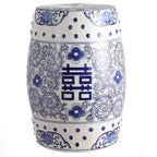 JONATHAN Y Double Happiness 18 Chinoiserie Ceramic Drum Garden Stool/Accent Table