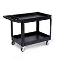 Utility Service Cart, 550LBS Heavy Duty PP Rolling Utility Cart with 360 Swivel Wheels, Large Shelf, Storage Handle