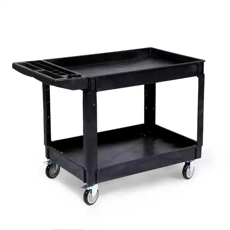 Utility Service Cart, 550LBS Heavy Duty PP Rolling Utility Cart with 360 Swivel Wheels, Large Shelf, Storage Handle