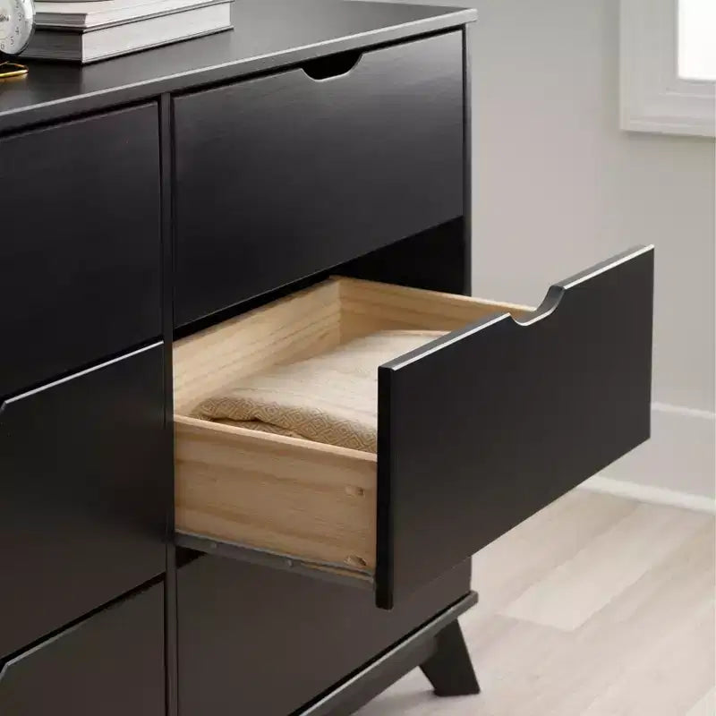 Commode moderne mi-siècle à 6 tiroirs en pin massif