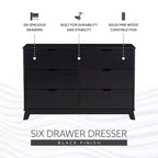Commode moderne mi-siècle à 6 tiroirs en pin massif