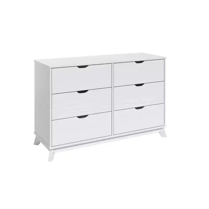 Commode moderne mi-siècle à 6 tiroirs en pin massif