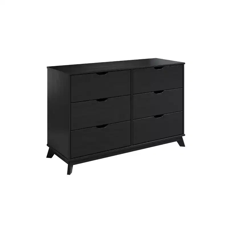 Commode moderne mi-siècle à 6 tiroirs en pin massif