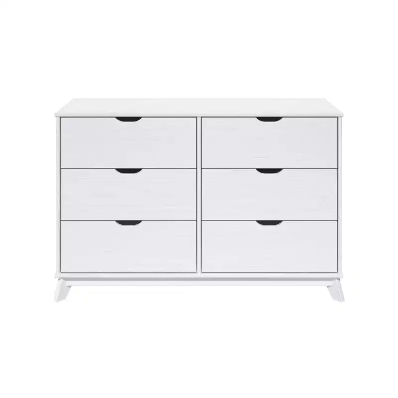 Commode moderne mi-siècle à 6 tiroirs en pin massif