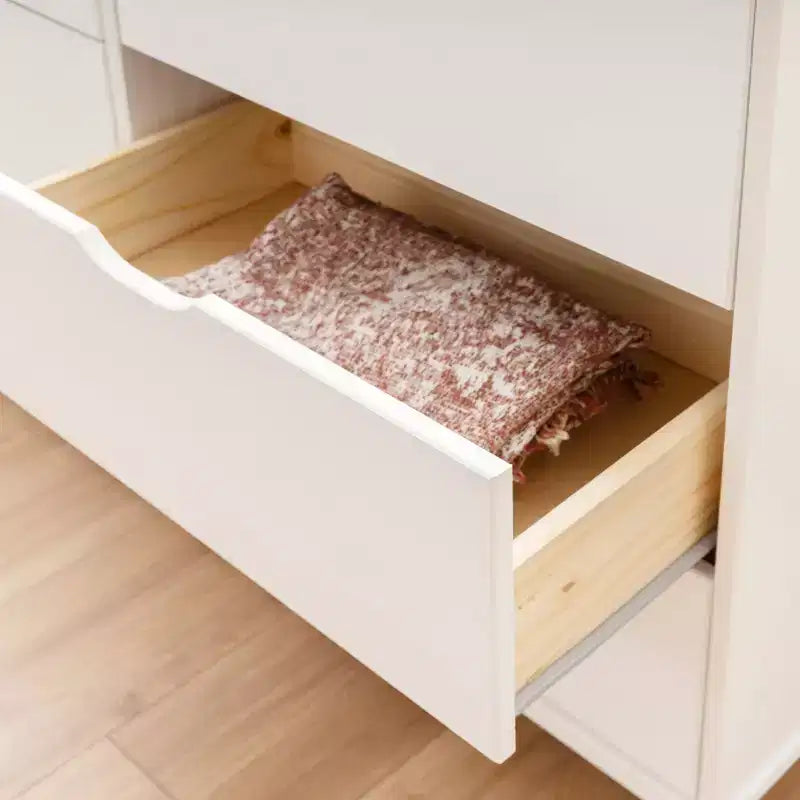 Commode moderne mi-siècle à 6 tiroirs en pin massif