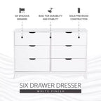 Commode moderne mi-siècle à 6 tiroirs en pin massif