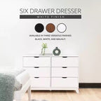 Commode moderne mi-siècle à 6 tiroirs en pin massif