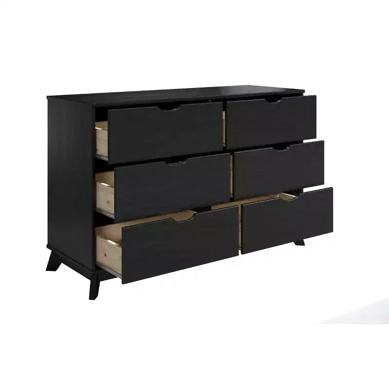 Commode moderne mi-siècle à 6 tiroirs en pin massif