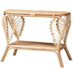 Console en rotin naturel bohème à 2 niveaux