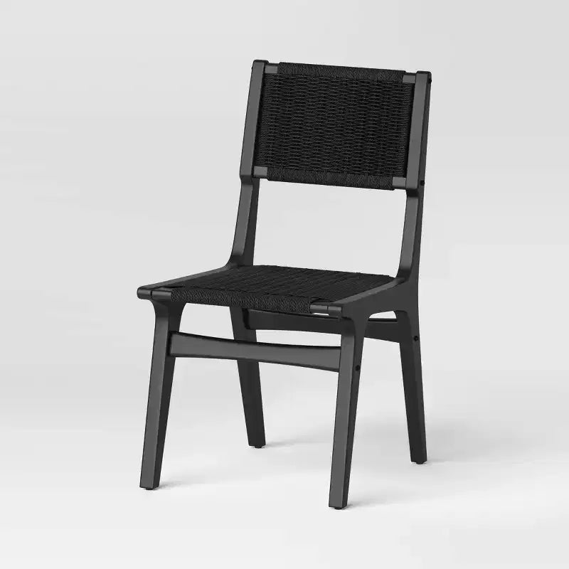 Chaise de salle à manger tressée, structure en hévéa, sans accoudoirs, capacité de 113 kg, aucun assemblage requis