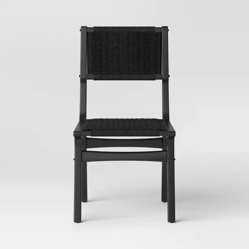 Chaise de salle à manger tressée, structure en hévéa, sans accoudoirs, capacité de 113 kg, aucun assemblage requis