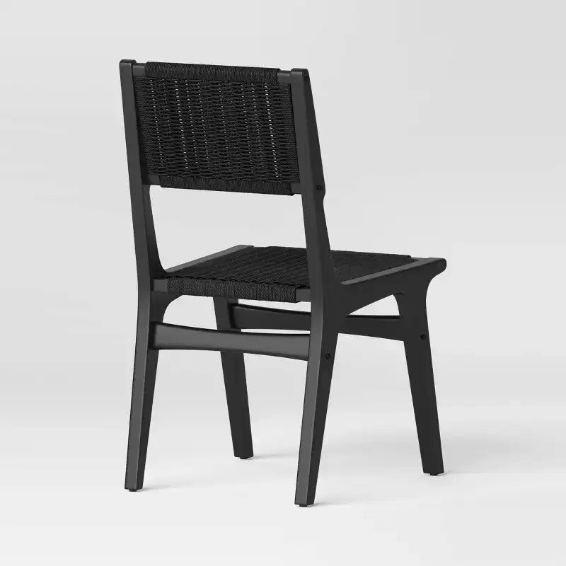 Chaise de salle à manger tressée, structure en hévéa, sans accoudoirs, capacité de 113 kg, aucun assemblage requis