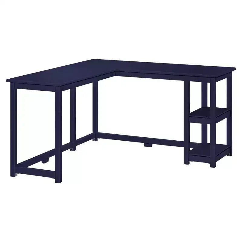 Bureau d'angle en L en bois massif avec étagères de rangement, 140,3 cm de largeur, pour bureau à domicile